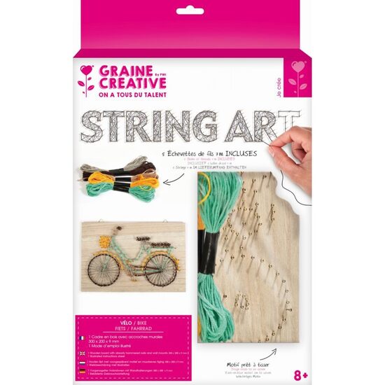Graine Creative String Art koka pamatne 300 × 200 × 9 mm - Velosipēds