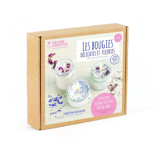 Sveču liešanas komplekts ar kaltētiem ziediem, 3 gab.