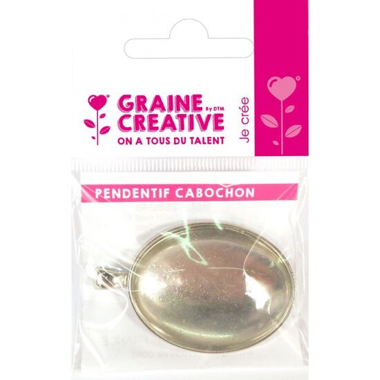 Graine Creative Ovāls sudraba kulons ar stikla dārgakmeni + OPP maisiņš
