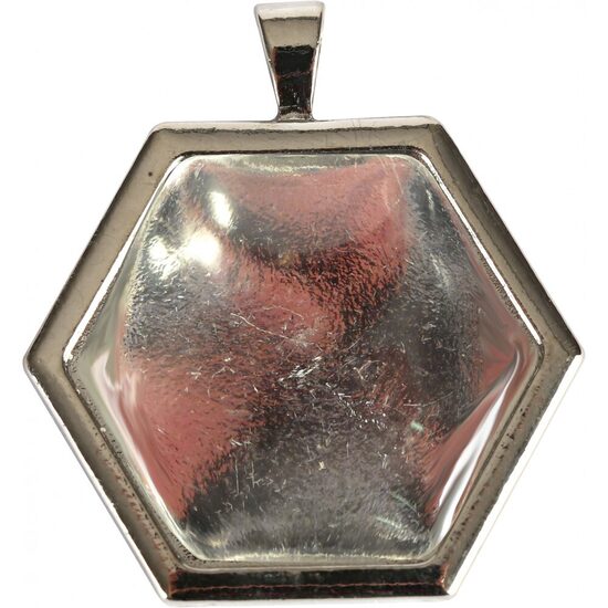 Graine Creative Sešstūra formas kulons ar stikla akmeni – Rodija pārklājums (35 x 33 mm)