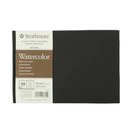 Strathmore 400. sērijas akvareļu skiču grāmata ar cietiem vākiem, rupja faktūra 22 x 14 cm 300 g