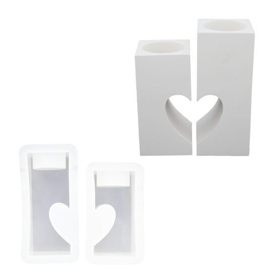 Silicone mold – Candle holder set “Heart”