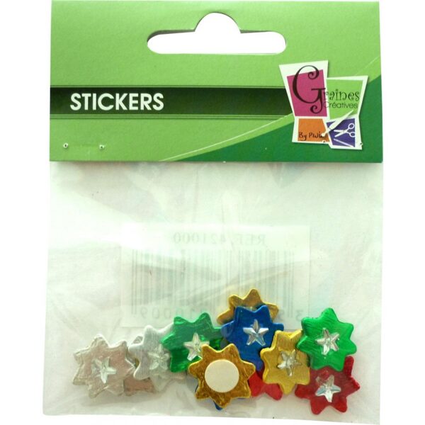 Graine Creative bag of 12 metal-coloured stars 15mm