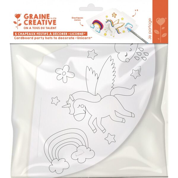 Graine Creative Kartona Ballīšu Cepures Dekorēšanai - Vienradzis (6 gab.)