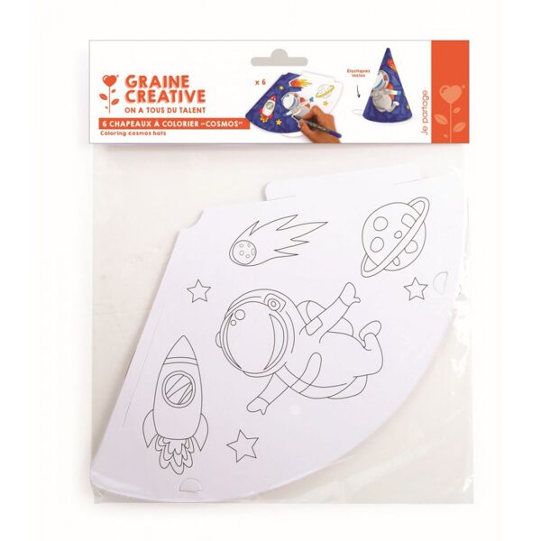 Graine Creative Cardboard Party Hats to Decorate - Space (6 pcs)