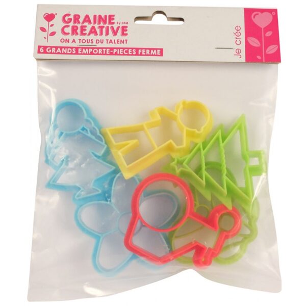 Graine Creative bag of 6 large cutters: the farm