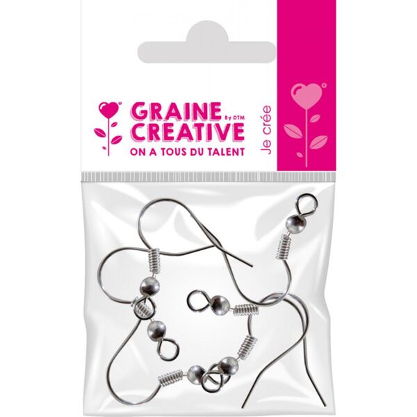 Graine Creative 6 fish hook wire earring pieces, silver