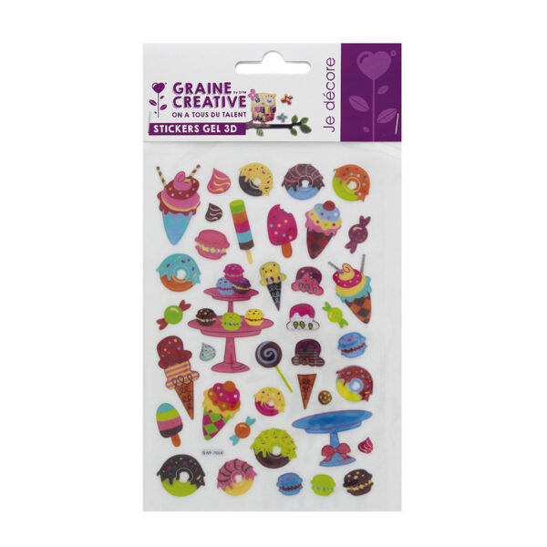 Graine Creative pack of 3D gel stickers - cakes and ice creams