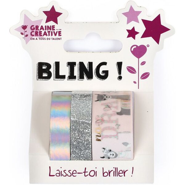 Graine Creative set: 3 tapes and glitter "lama" 2 x 2 m + 1 x 5 m