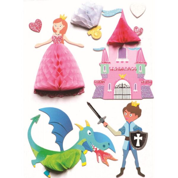 Graine Creative 8 stickers princess & knight 3D effect 70mm