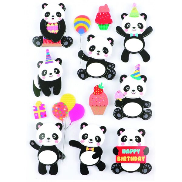 Graine Creative 11 Panda Stickers, 3D Effect, 40 mm.