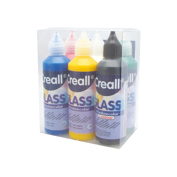 Graine Creative Creall glass paint set 5 assorted colors + 1 contour