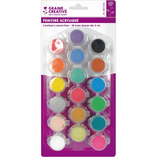 Graine Creative acrylic paint 3ml - assorted colors (18 pcs)